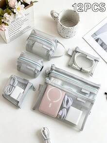 Tas Penyimpanan Jaring Resleting Kreatif, Tas Portabel untuk Perjalanan, Dompet Koin, Tas Aksesori Digital untuk Kabel Data, Earphone, dan Ponsel, Tas Penyimpanan Koin & Barang Lain-lain Jaring Transparan, Tas Penyimpanan Kartu Portabel 3D - A - View 9