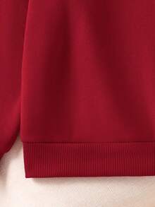 Young Girl Christmas Letter & Santa Claus Print Sweatshirt, Autumn/Winter - Burgundy - View 6