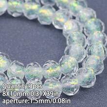 3pcs 8*10mm 2mm Hole Diameter Colorful Faceted Glass Spacer Beads, Handmade DIY Beaded Jewelry Making Materials Accessories Decorative Loose Beads For Bracelet Necklace Earrings - Colorful Faceted Glass Beads - View 14