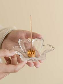 6-Petal High Borosilicate Glass Incense Burner Base, Tea Ceremony And Aromatherapy Incense Holder, Home Coaster, Candle Tray Decor, Suitable For Dining Room And Bedroom, Creating Valentine's Day, Birthday And Other Holiday Atmosphere - Flowers - View 2