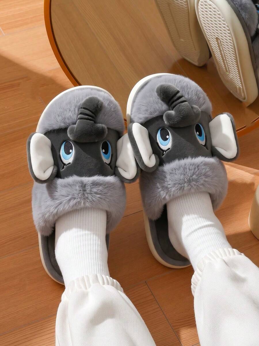 Sandal Gajah Kartun Pria, Sandal Rumah Lembut Tertutup dengan Hidung