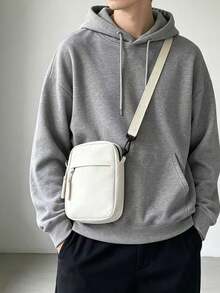 Men's Small Crossbody Bag, Casual Nylon Shoulder Purse, Lightweight Mini Messenger Bag For Daily Work Travel Outdoor - Beige - View 2