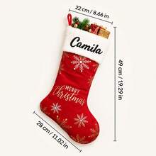 Custom Embroidered Name Snowflake Christmas Stocking, Personalized Name Holiday Hanging Decor, Farmhouse Mantel Fireplace Tree Accent, Customized Party Decoration, Customizable Xmas Gift Bag, Family, Friends, Home Celebration And Seasonal Gift Giving - Style H - View 2