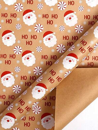 Holiday Santa Claus Wrapping Paper Roll, Kraft Paper, Red And White Christmas Pattern - Perfect For Christmas, Birthday And Holiday Decoration, Christmas, Christmas Decor, Christmas Pajamas, Christmas Gifts, Christmas Decor