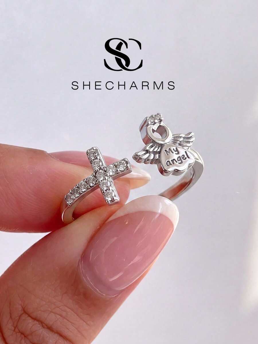1pc Angel Promise Ring, Elegant Jewelry Gift For Women, Suitable For Daily Wear And Parties