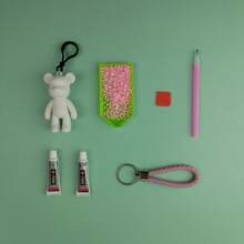 DIY Bear Charm Making Kit, Colorful Rhinestones And Beads With Bear Pendant, Gem Picker, Glue And Keychain Accessories, Handmade Craft Supplies For Bags, Phone Chains And Keychains - Set - View 18