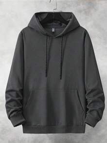Men's Sports Sweatshirt, Solid Color Knitted Sweatshirt, Soft And Comfortable, Suitable For Spring And Autumn Wear, Applicable For Outdoor Sports And Casual Occasions - Dark Grey - View 4