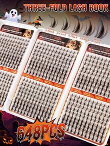 Halloween Style 648 Curling False Lashes, C-Shaped Lashes, Maple Leaf Style, Comic Style Lashes, 9-16mm Lash Bundles, Soft Texture, Paired With Segmented Lash Extender Strip, Suitable For DIY Fox Eye Makeup. Cat Eye Lashes - C - View 6
