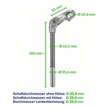 Promax Handlebar Stem Aluminium Angle Adjustable with Stainless Steel Shaft 300mm Silver - - Verschiedenfarbig - Übersicht 6