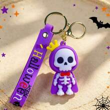 1pc Halloween Pumpkin Keychain, Cute Cartoon Pumpkin Charm, Soft Rubber Keyring, Car Pendant, Bag Accessory, Festive Gift - Multicolor - View 13