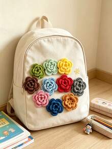 6pcs/Set Random Colors (No Duplicates) Hand-Crocheted Flowers, Made Of Yarn, Three-Dimensional And Full, Hand-Knitted And Not Prone To Pilling. DIY Hair Accessories, Clothing Decorations, And Craft Materials For DIY Enthusiasts. - Multiple Styles - View 4