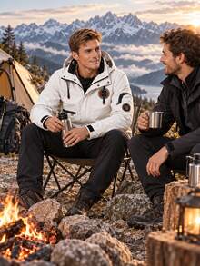 CZRLHYT Men's Hooded Drawstring Soft Shell Jacket, Suitable For Sports And Casual Wear, Large Front Pockets, Ideal Choice For Daily Outdoor Outfits - White - View 2