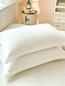 1PC/2pcs Velvet Solid Color Pillowcase, Soft Cozy Plush Pillow Cover For Bedroom Decor, 1PC - White - View 7