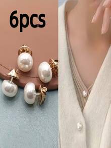 12pcs/6pcs Seamless Faux Pearl Anti-Exposure Buckle, Invisible Brooch That Doesn't Damage Clothes, Shirt Collar Fixing Tool, Luxury Embroidered Fabric For Sewing, Holiday Gift. - Upgraded Version - View 8
