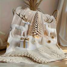 Luxury Christmas Deer Printed Flannel Blanket, Soft Warm Throw Blanket, Christmas Blanket Autumn Home Decor - Multicolor - View 2