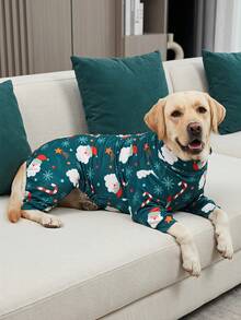 1PC Christmas Dog Pajamas - Soft Warm And High Stretch Full Coverage Pet Rompers, Anti Licking & Bug Protective Jumpsuit For Small Medium Large Dogs, Christmas All Over Printing Dog Clothes - Cute Cartoon Santa Claus Pattern - Multicolor - View 6