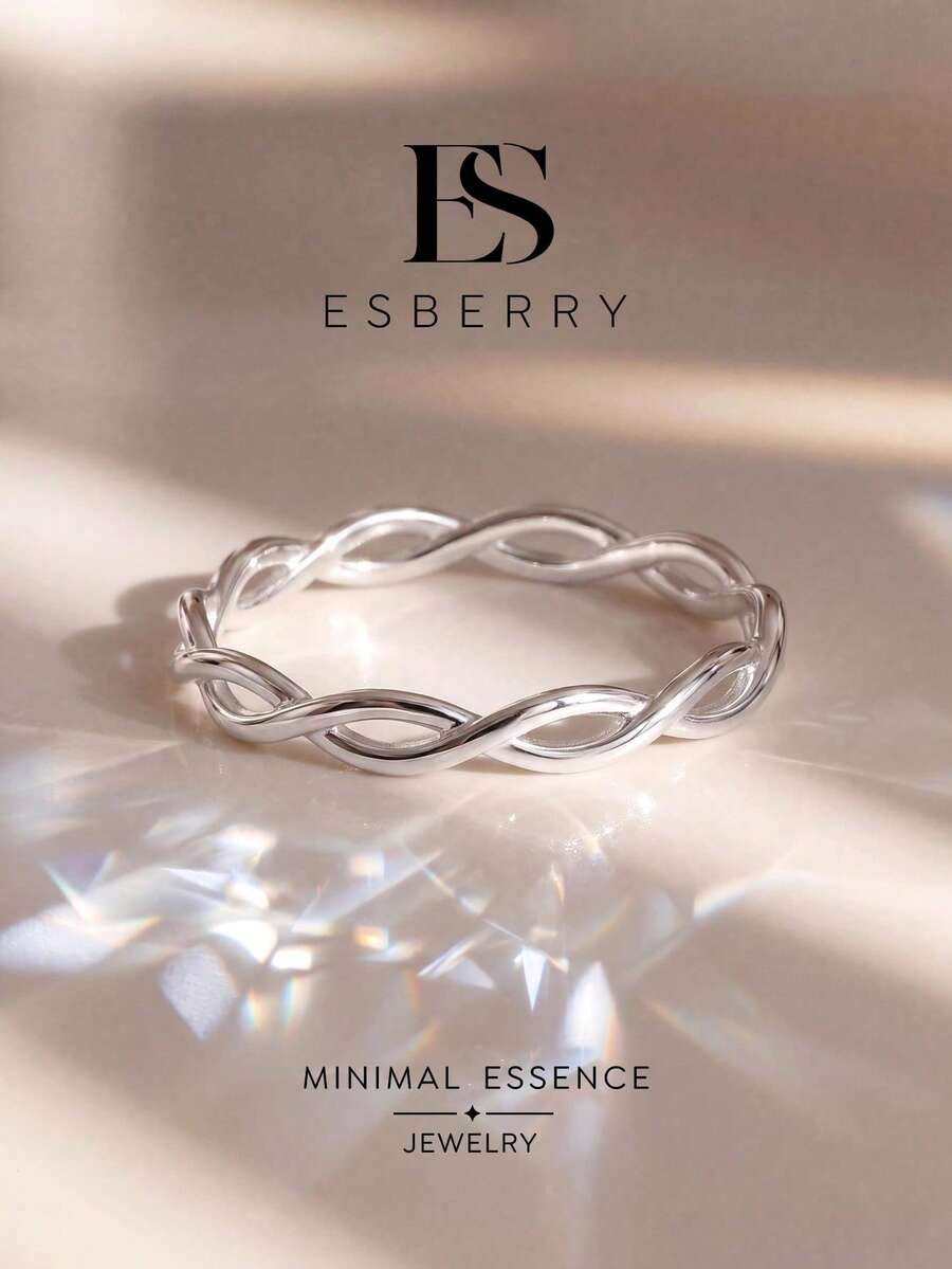 1pc Intertwined Double Ring Exquisite Women's Jewelry, Suitable For Balls, Dates, Holidays, Anniversaries And Other Special Occasions - Double Interlocking Ring - View 1