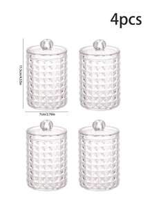 10 Oz Clear Plastic Swab Storage Jar With Lid, Apothecary Container For Cosmetic Swabs, Cleansing Balls, Makeup Pads And Dental Floss, Bathroom Countertop And Vanity Organizer For Cosmetics And Personal Care Essentials - Multicolor - View 9