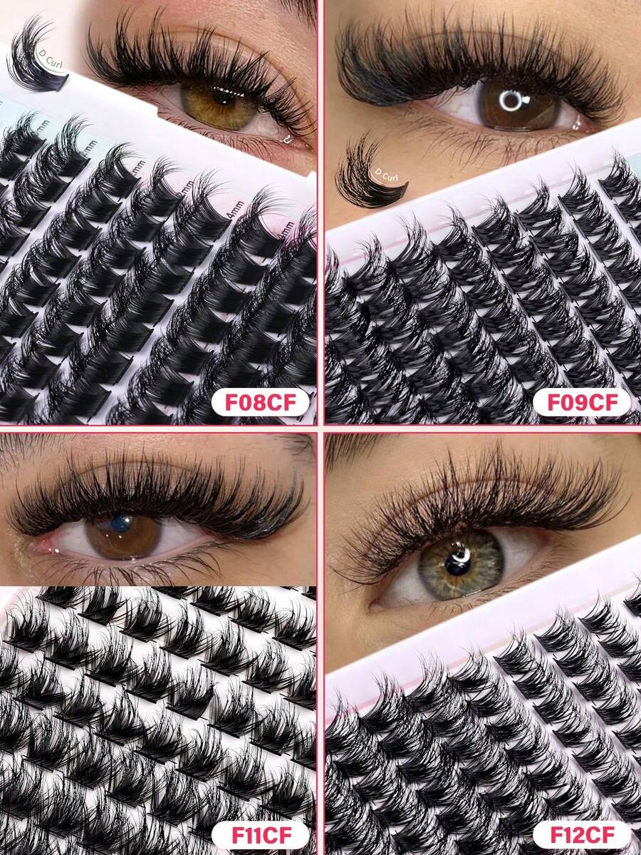 D-Curl Lash Clusters, Single Fluffy Lashes, 12 Rows Mixed Length 10-16mm Lash Extensions, Soft Natural Voluminous False Lashes, DIY Lash Extension At Home, Lash Clusters, Single Lashes