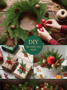 50Pcs Artificial Pine Picks 10.6 Inch, Green Fir Branches For Christmas Wreath Garland Vase Filler DIY Decor - Green - View 6