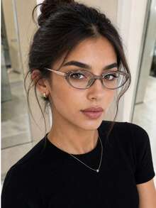 1pc/2pcs Set Oval Small Frame Non-Prescription Glasses, Y2K Retro Olive Green Frame, Suitable For Casual And Formal Outfits, Suitable For Computer Use, TV Watching, Gaming And Smartphone Operation, Transparent Lenses Fashion Accessory - Multicolor - View 13
