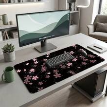 Cherry Blossom Theme Extra Large Gaming Mouse Pad - Rectangular Desk Mat, With Non-Slip Rubber Base, Designed In Rectangular Shape, Embedded With Pink And Purple Flowers, Perfect For Home And Office Use. - Cherry Blossoms Falling - View 12