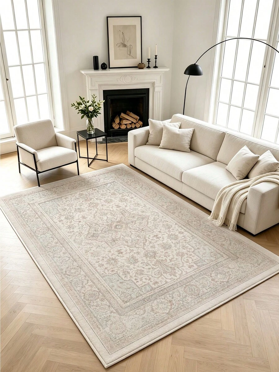 1pc Light Color Bohemian Living Room Rug. Suitable For Kitchen, Dining Room, Bedroom, Room Holiday Decor, Indoor/Outdoor, Office, Lobby, Anti-Slip Door Mat, Bathroom Rug, Hallway, Study Gaming Area Rug.