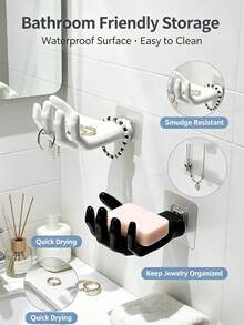 1pc Hand-Shaped Holder Rack, Creative Palm Design Wall Mount Jewelry Organizer, Soap Dish, Suitable For Bathroom, Bedroom, Vanity.It Can Be Used As A Jewelry Rack To Hold Necklaces, Etc. A Must-Have For Back-To-School Season. - Multicolor - View 6