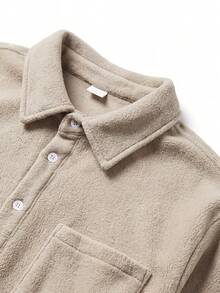 Men's Solid Color Casual Versatile Daily Long Sleeve Shirt - Apricot - View 6