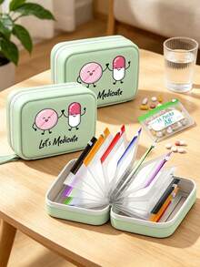 Pill Storage Box Set, Featuring A Cartoon Smiling Face Pill Pattern, 7-Day Large Capacity Pill Organizer With 2 Compartments Per Day, 14 Colorful Compartments, Reusable Travel Medicine Storage Bag, Suitable For Small Daily Items, Ideal For Health-Conscious And On-The-Go Users, Essential Medical Accessory - Multicolor - View 5
