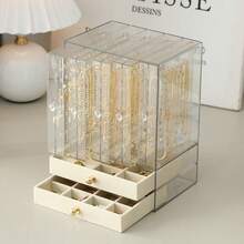 Multi-Layer Drawer Style. Multi-Functional Transparent Desktop Large Capacity Drawer Jewelry Box, Bracelet And Bangle Storage Box, Multi-Layer Divided Watch Storage Box, Ring Box, Earring Storage Box, Necklace Rack, Stud Earring Storage Box, Jewelry Storage Box, Stackable Drawer Jewelry Storage Box, Multi-Purpose Drawer Jewelry Box, Jewelry Storage And Organizer Box - Multicolor - View 13