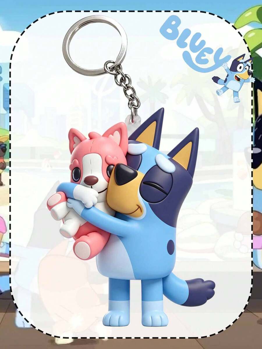 MASSDI Keychains, Personalized Bluey 2D Acrylic Keychain, Flat Cartoon Dog Character Charm, Thin Lightweight Build, Rust-Proof Metal Split Ring, Single Pack, Handbag Pendant, Backpack Decor, Celebration Ornament, Party Favor, Holiday Gift Accessory - Multicolor - View 1