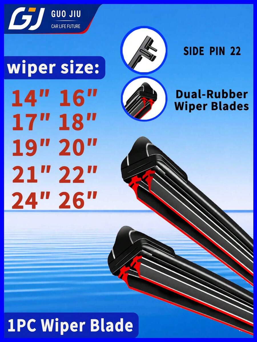14-26 Inch Double-Layer Rubber Strip Car Wiper Blade, Single Soft Bone Windshield Wiper, Fits Glass Surface, Even And Smooth Water Scraping, Compatible With Multiple Car Models