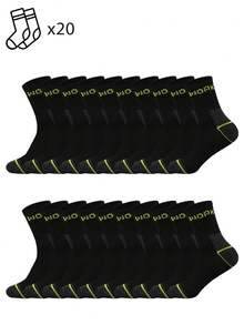 1/5/10/20 Pairs Multicolor Work Letter Mid-Calf Socks, Colorblock Mid-Calf Socks, Sports Comfortable Socks - Multicolor - View 10
