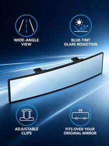 High Definition Car Rearview Mirror, Universal Clip-On Panoramic Rearview Mirror, Suitable For Cars, SUVs, Trucks And Vehicles - Multicolor - View 3