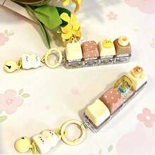 4-Key Square Button Creative Keyboard Shaped Pendant, Car Keychain, Bag Charm Ornament, Party Key Ring Gift Set, Keychain Accessory Suitable For Various Festival Party Gifts, Wedding Favors - View 3