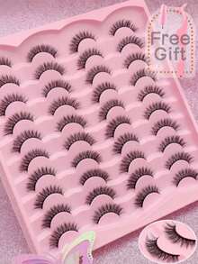 20 Pairs 3D Natural False Eyelashes, 1/2/5 Boxes, Multiple Packaging Options, Suitable For Wholesale, Thick & Curly, Create Charming Eyes, Essential For Daily Wear And Dates, Realistic Makeup Look - Black - View 4