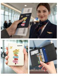 Ayotu Personalized Passport Holder - Customizable Name And 6 City Landmark Patterns, RFID Anti-Theft Leather Case, Designed For Easy Access, Suitable For Storing Passports, Visas And ID Cards, Foldable Portable Multi-Function Storage Bag, Travel Accessory, Essential Gift For Traveling With Friends And Family - Multicolor - View 8