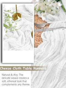 1pc White Sheer Yarn Table Runner, Long Sheer Tablecloth For Birthday, Baby Shower, Wedding Party, Rustic Wedding, Bridal Shower, Banquet, And Anniversary Party Table Decor. Perfect For Family Holiday Parties, Home Kitchen Dining Table Centerpieces, - Multicolor - View 7