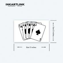 INKARTLINK 1PC Royal Flush Winner Tattoo Sticker, Temporary Waterproof Body Art Tattoo Sticker, Lasts 2-5 Days, Water Transfer Colorful Tattoo Sticker, Suitable For Men And Women, Must-Have For People, Party Essential Decoration, Festival Celebration Body Decoration - Black - View 5