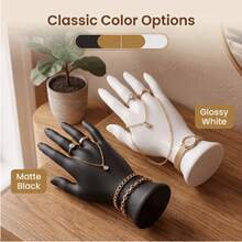 1pc Artistic Hand Jewelry Display Stand, Multi-Purpose Jewelry Storage Rack With Stable Base Design, Black & White, Gift Choice, Desktop Necklace Ring Watch Display Ornament - Multicolor - View 3