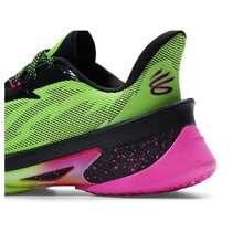 Under Armour Sepatu basket pria dengan bantalan elastisitas tinggi, bagian atas dan sol luar berbahan jala yang bernapas dan tahan lama untuk performa di lapangan dalam ruangan. - Hijau/Hitam/Merah Muda - View 4