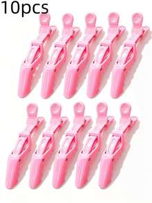 5/10 Black And Pink Hair Clips - Beauty Hair Clips, Crocodile Clips, Zone Positioning Clips, Hair Styling And Coloring Tools, Pink Beak-Shaped Clips - Multicolor - View 7