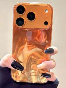 Premium Ins-Style Tie Dye Water Ripple Pattern Full Coverage Protective Phone Case Compatible With Apple 17 Pro Max, 16, 18 Pro, 14 PM, Women's - Orange - View 1