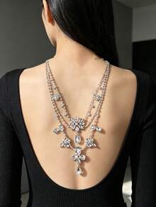 1 Piece Of Multi-Layered Body And Back Chain Studded With Rhinestones, Unique And Luxurious, Suitable For Women, Proms, Parties, And Gatherings. - Multicolor - View 2