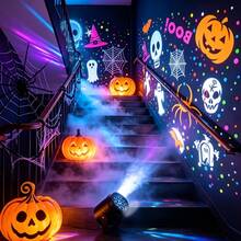 RGB Halloween Projection Light, Multi-Color Pattern Atmosphere Lamp, USB Plug And Play, Adjustable Angle, Freely Positionable, Suitable For Bedroom Bedside, Living Room, Cafe, Holiday Party Decoration, Gift, Christmas Pattern Projection Light - Projector - View 10