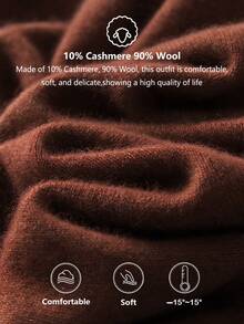 HEYMINI Women's Comfortable Long Sleeve Regular Fit Wool Sweater, Vintage Versatile Knit Pullover, Suitable For Autumn/Winter Outfits - Brown - View 2