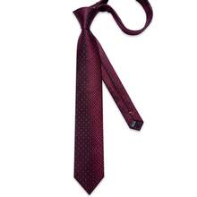 Burgundy Diamond Check Tie, Pocket Square, Cufflinks And Silver Tie Clip 4-Piece Set, Suitable For Winery Tour Dinner, Vineyard Wedding Evening Reception - Burgundy - View 3