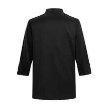 New Unisex Long Sleeve Small Stand Collar Double-Breasted Decorative Kitchen Workwear - Black - View 3