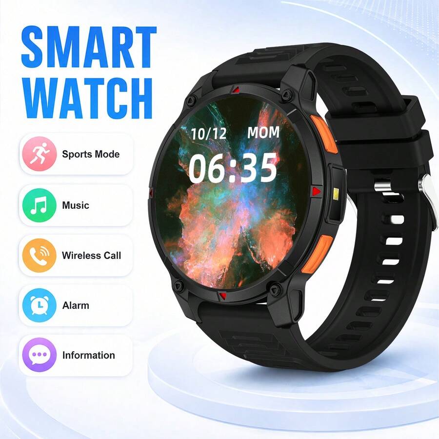 AZRTL Men's Watch, Women's Watch, With Side Light - Flashlight, Pedometer, Calorie, Multi-Sport Mode, Music Control, Remote Camera, Wireless Call, Customizable Watch Face, Alarm Reminder, Weather Check, USB Cable Charging Multi-Function Smart Watch, Ideal Holiday Gift
